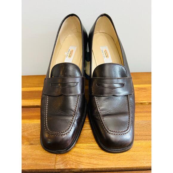 Talbots Leather Loafers Brown Heeled Made in Italy Women’s 10.5 - Picture 1 of 4